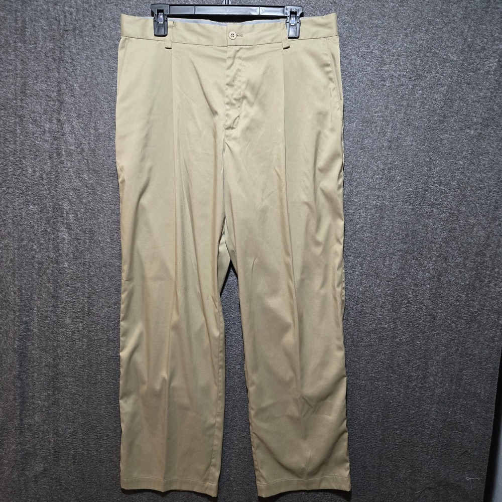 Nike Golf Tour Performance Dri-FIT Pleated Pants Khaki Tan Mens 33x32 Trousers